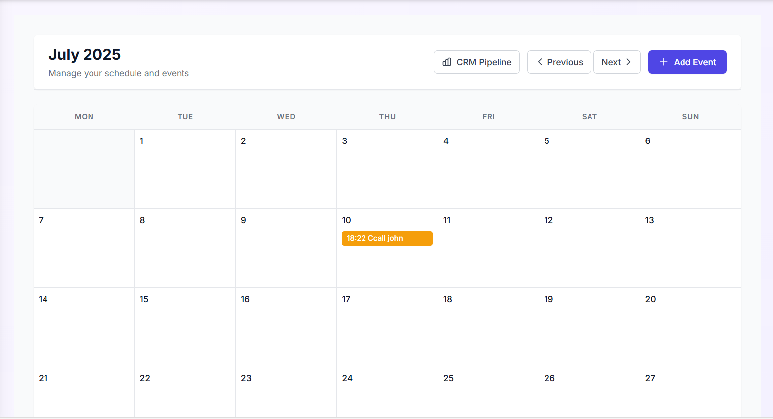 Calendar Management